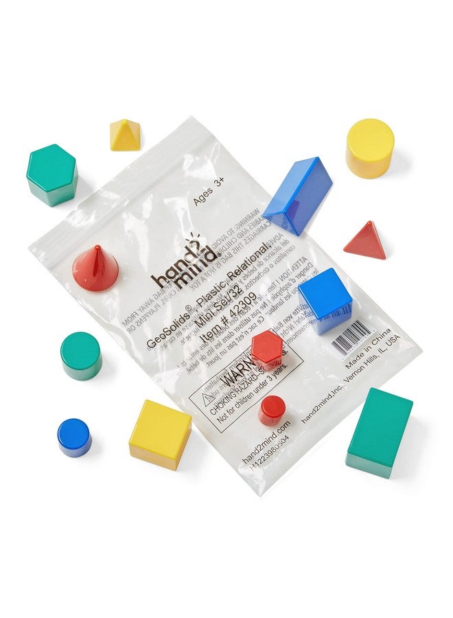 hand2mind Mini Plastic GeoSolids Relational Shapes, Set of 32 Blocks - Image 3