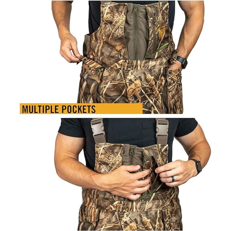 HOT SHOT Menâ€™s Elite Camo Hunting Bib, Realtree Max 7 Camo, Waterproof, Insulated, Designed for All Day Use, Medium - Image 4