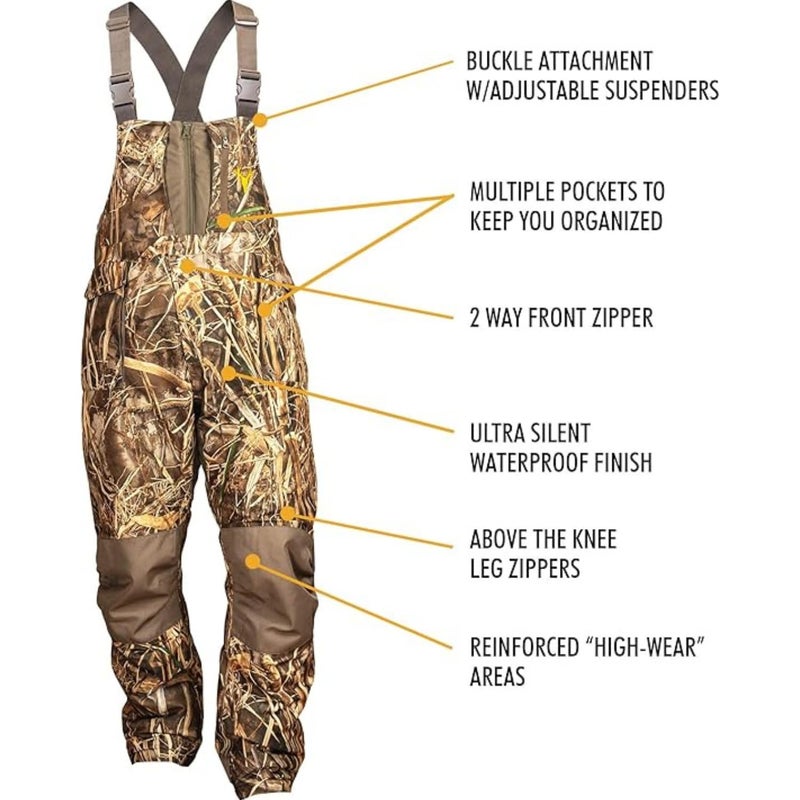 HOT SHOT Menâ€™s Elite Camo Hunting Bib, Realtree Max 7 Camo, Waterproof, Insulated, Designed for All Day Use, Medium - Image 2