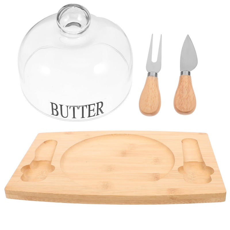 Wooden Butter Dish with Lid and Spreader Set for Refrigerator Storage Cheese Keeper - Image 2
