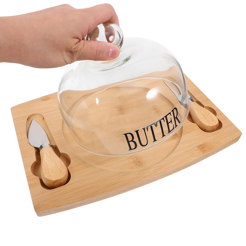 Wooden Butter Dish with Lid and Spreader Set for Refrigerator Storage Cheese Keeper - Image 5