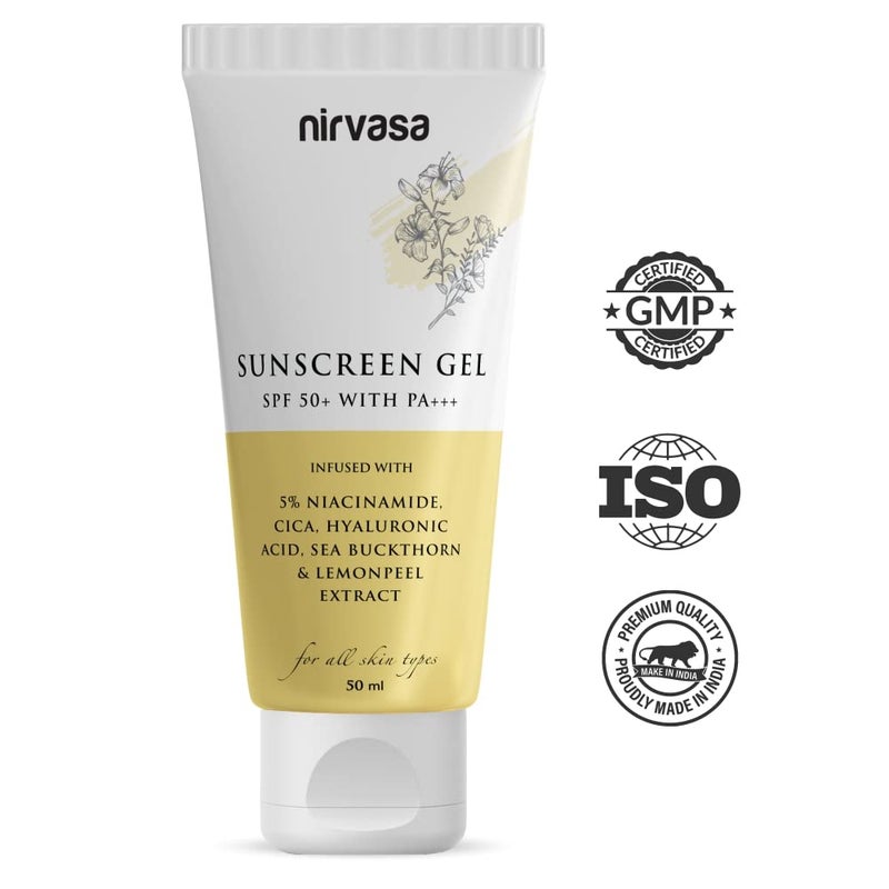 Nirvasa SPF50 Sunscreen Gel with 5 Niacinamide for 98 UVAUVB Protection Lightweight No White Cast Broad Spectrum PA Sunscreen SPF 50 for All Skin Types 50ml Sunscreen for Women Men Pack of 2 - Image 3