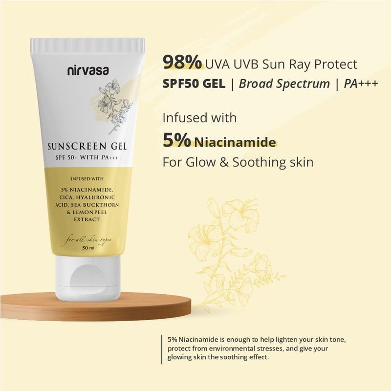 Nirvasa SPF50 Sunscreen Gel with 5 Niacinamide for 98 UVAUVB Protection Lightweight No White Cast Broad Spectrum PA Sunscreen SPF 50 for All Skin Types 50ml Sunscreen for Women Men Pack of 2 - Image 4