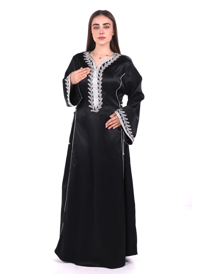 Al Bent Al Sharqieh black women satin jalabiya dress for Women | Best Price UAE