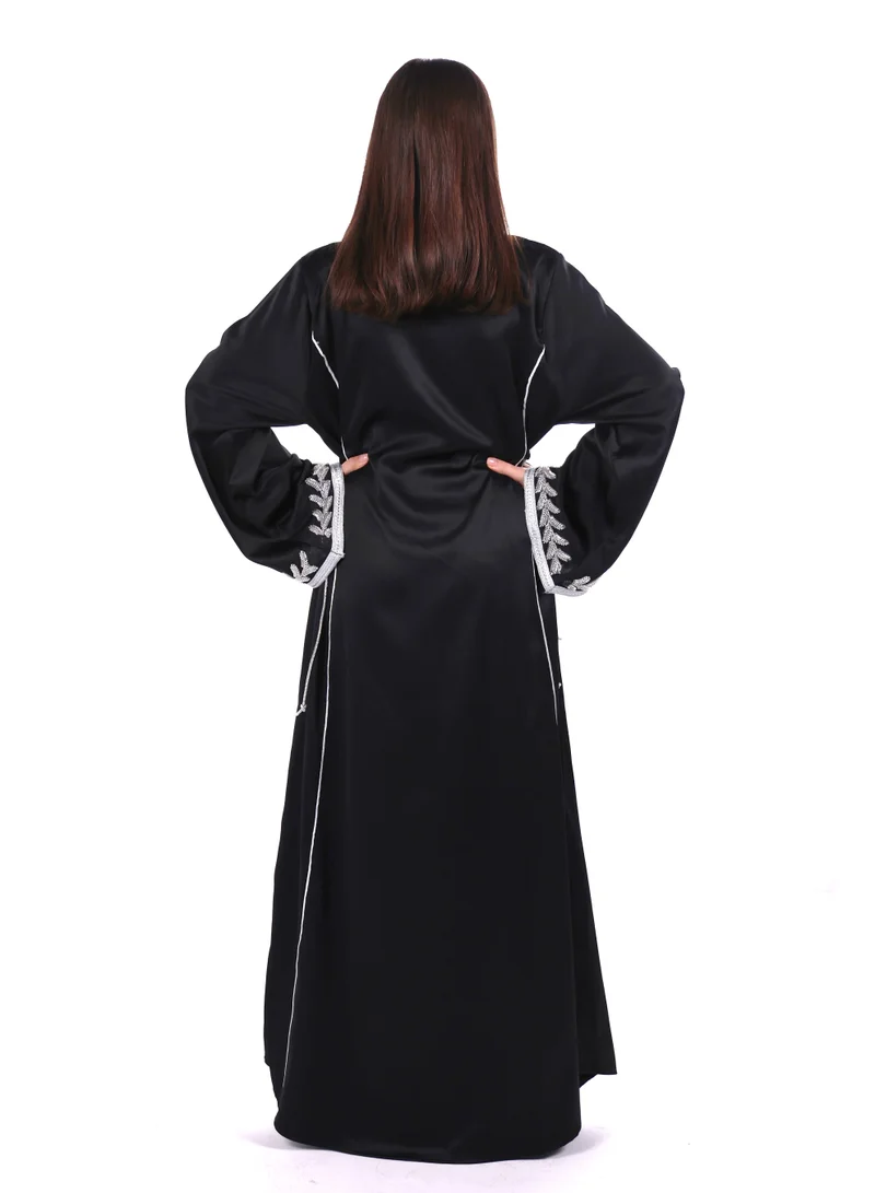 Al Bent Al Sharqieh black women satin jalabiya dress for Women | Best Price UAE