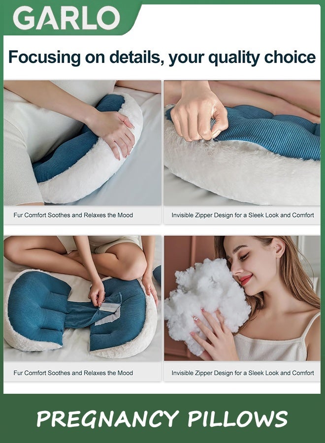 Garlo Pregnancy Pillows for Sleeping, Faux Fur Luxury Maternity Pillow Support for Pregnant Women, Pregnancy Must Haves, Side Sleeper Pillows for Adults (Grey) - Image 3