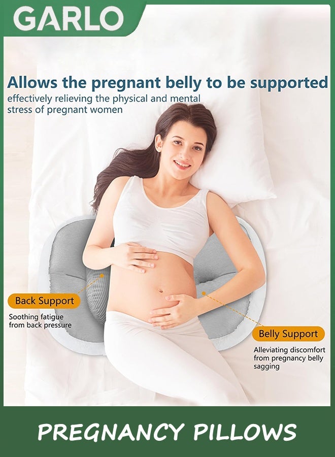 Garlo Pregnancy Pillows for Sleeping, Faux Fur Luxury Maternity Pillow Support for Pregnant Women, Pregnancy Must Haves, Side Sleeper Pillows for Adults (Grey) - Image 5