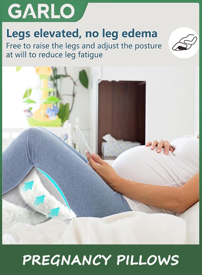Garlo Pregnancy Pillows for Sleeping, Faux Fur Luxury Maternity Pillow Support for Pregnant Women, Pregnancy Must Haves, Side Sleeper Pillows for Adults (Grey) - Image 4