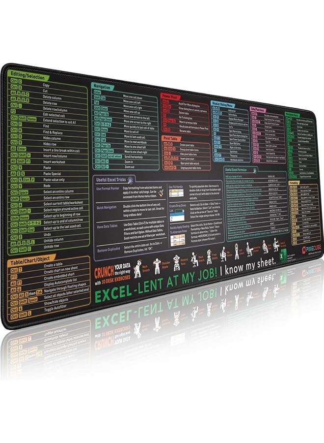 إيروريكس لوحة ماوس ممتدة كبيرة الحجم بمفاتيح اختصار Excel، لوحة ماوس للألعاب، لوحة ماوس للمكتب، لوحة مفاتيح غير قابلة للانزلاق، حافة مخيطة - Image 1