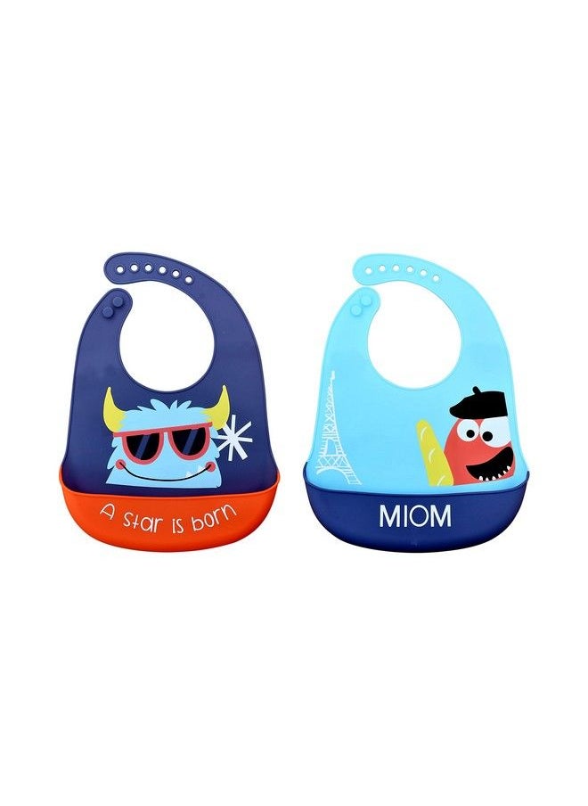 The Little Lookers Silicone Feeding Bib For Baby Toddlers With Adjustable Strap; Waterproof; Easy To Wash; Stain Proof ; Bpa Free Soft Material Bibs With Tray Food Catcher (03 Years) (Pack Of 2)  - Image 2