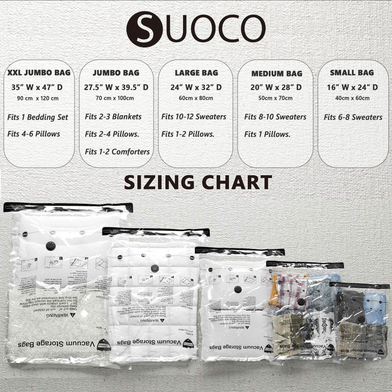 SUOCO Vacuum Storage Bags, Compression Packing Space Saver Seal Bags for Clothing Bedding Comforters Blankets Pillows, 14 Jumbo - Image 3