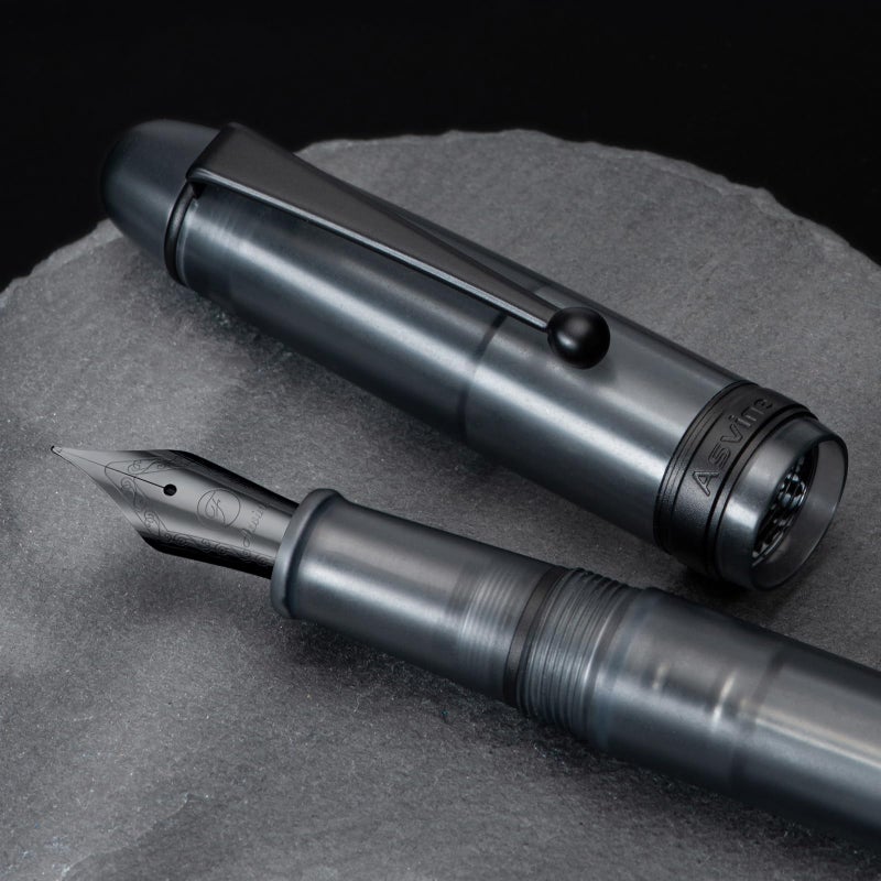 Asvine V126 Vacuum Filling Fountain Pen, Matte Black Acrylic Extra Fine Nib, Large-Capacity Pen with Gift Case - Image 4