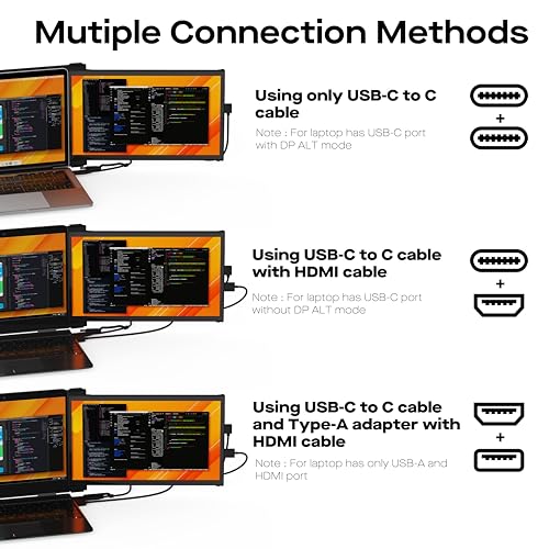 MP 2026 Mobile Pixels Duex Plus DS 13.3" Portable Monitor, USB Type-C/HDMI Plug and Play Laptop Screen Extender, FHD 1080P Laptop Monitor, Compatible with Windows/Mac - Image 3