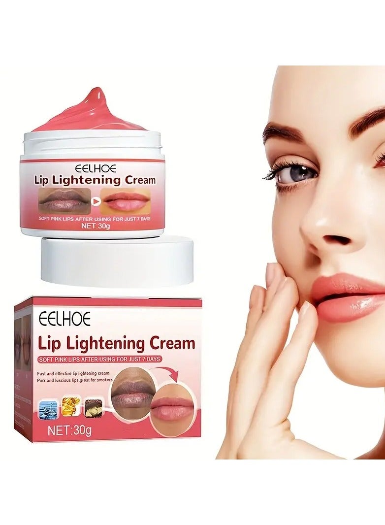 EELHOE Lip Lightening For Dark Lips Healthy Organic Lip Lightening Cream Balm For Soft Pink Lips 30g Lip Balm For Brightening Dark Lips - Image 2