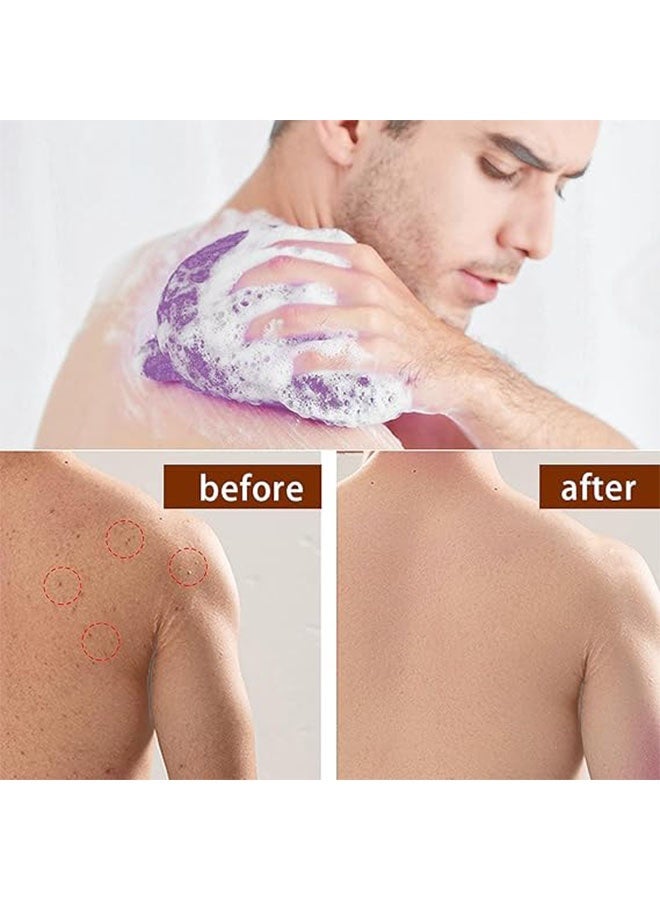 2 Pcs African Net Bath Sponges, Exfoliating Body Scrubbers, Tight Weave Back Scrubber, Skin Smoother Cloth for Daily Use, Purple, Blue - Image 2