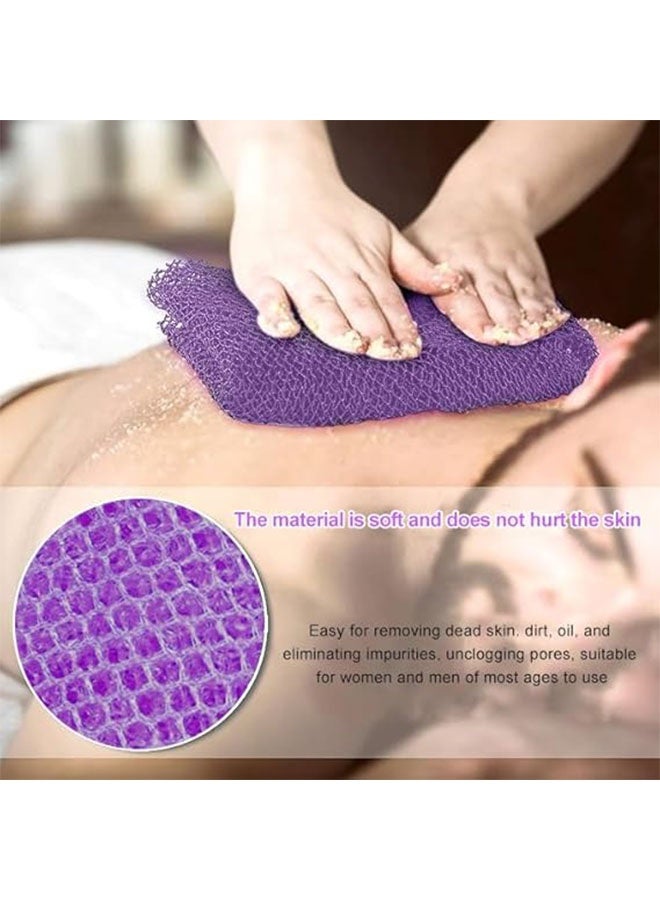 2 Pcs African Net Bath Sponges, Exfoliating Body Scrubbers, Tight Weave Back Scrubber, Skin Smoother Cloth for Daily Use, Purple, Blue - Image 5