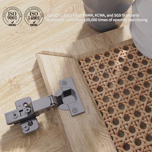 Chibery 50 Pack Frameless Half Overlay Soft Close Concealed Hinges, Black Titanium Plated, Self Closing, 105° Open Angle 3D Adjustment, Stop 85 ＆ 105 Degrees, Clip On, Stainless Steel for Cabinet Door - Image 2