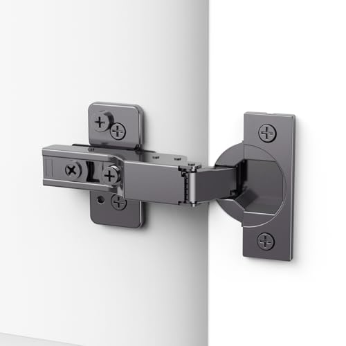 Chibery 50 Pack Frameless Half Overlay Soft Close Concealed Hinges, Black Titanium Plated, Self Closing, 105° Open Angle 3D Adjustment, Stop 85 ＆ 105 Degrees, Clip On, Stainless Steel for Cabinet Door - Image 1