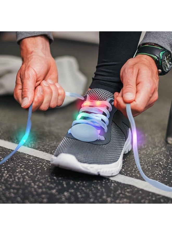 غنافوتو أربطة الحذاء ذات الإضاءة العالية -3 أوضاع و 7 سلاسل أحذية وامضة الألوان للحفلات الليلية والرقص وركوب الدراجات (زوج واحد أبيض) - Image 2