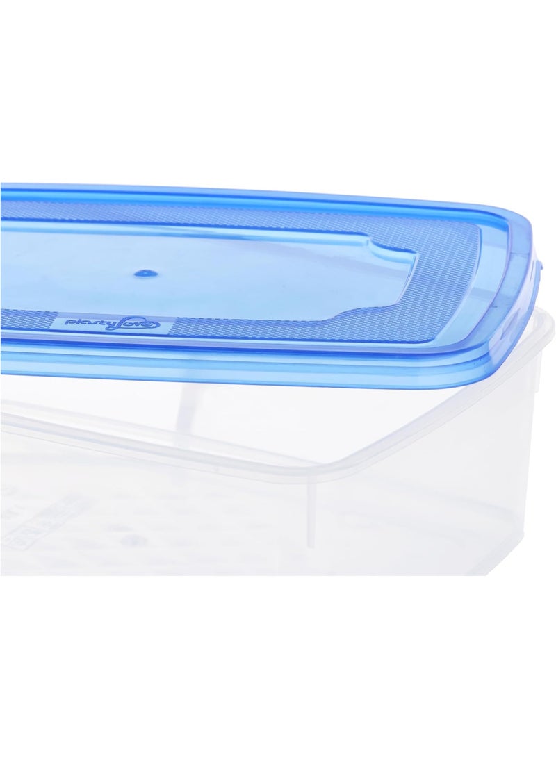 أوميغا طقم حاويات تخزين طعام أوميغا 4 قطع | حاويات شفافة بأغطية زرقاء | بلاستيك PP متين وخالٍ من المواد الضارة | آمن للاستخدام في الميكروويف، الفريزر، وغسالة الأطباق (600 مل إلى 3.3 لتر) - Image 4