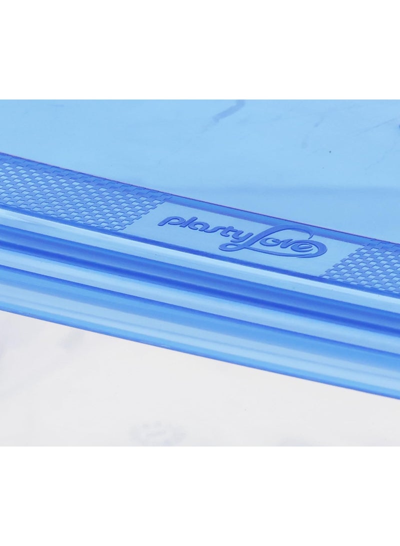 أوميغا طقم حاويات تخزين طعام أوميغا 4 قطع | حاويات شفافة بأغطية زرقاء | بلاستيك PP متين وخالٍ من المواد الضارة | آمن للاستخدام في الميكروويف، الفريزر، وغسالة الأطباق (600 مل إلى 3.3 لتر) - Image 3