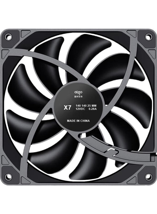 Aigo X7 Black 14Cm Non-Led Air Pressure Fan Classic High Airflow 4Pin Pwm Connector 1500 Rpm - Image 3