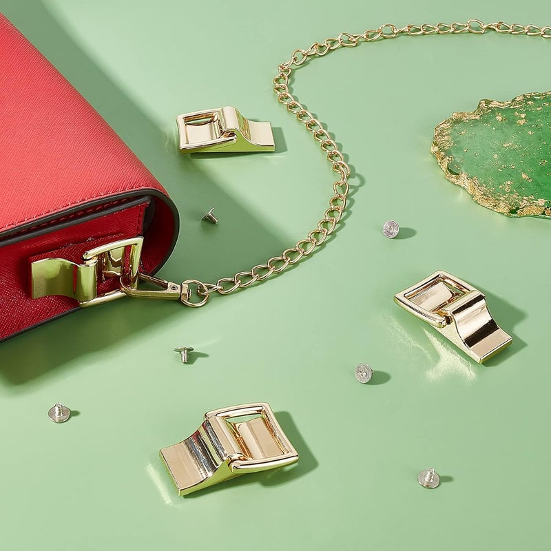 klarako 4 Sets Strap Connector Clasp Buckles, Purse Suspension Clasp Multi-Purpose D-Ring Arch Handbag Ring Hardware Side Clip Buckle with Screws Shoulder Bag Lanyard Clasp Handmade Bag Making Hardware - Image 5