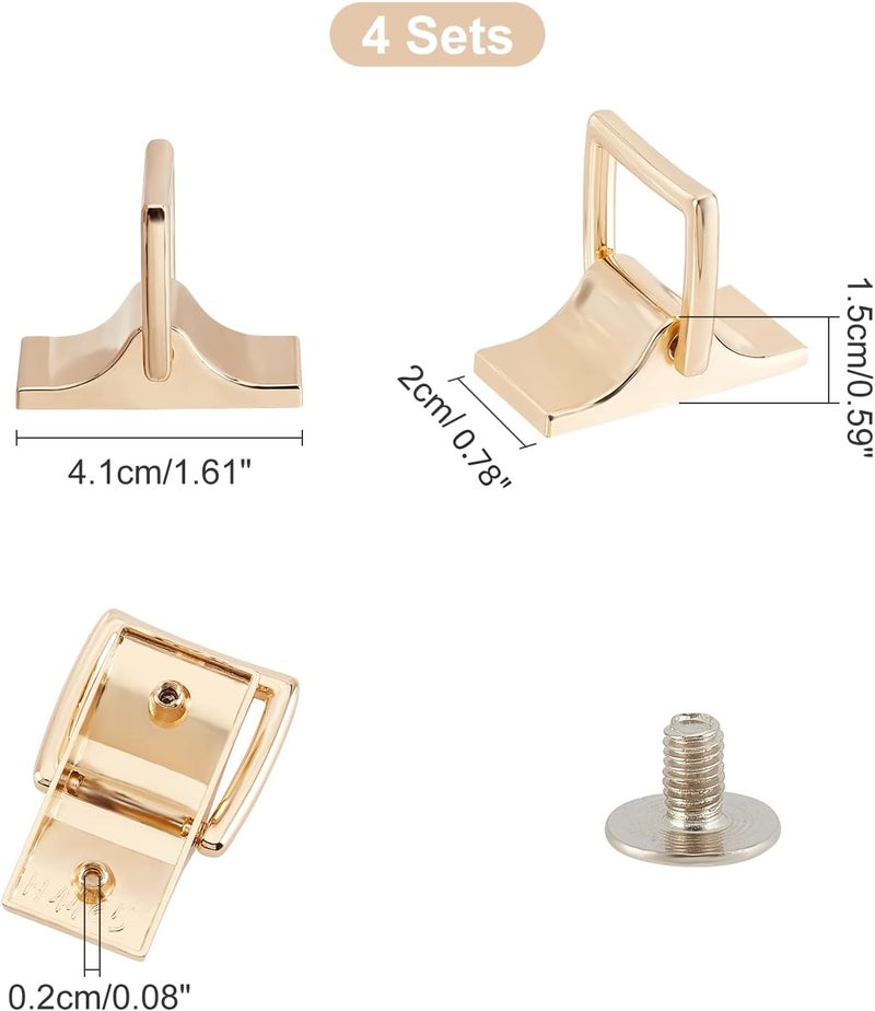 klarako 4 Sets Strap Connector Clasp Buckles, Purse Suspension Clasp Multi-Purpose D-Ring Arch Handbag Ring Hardware Side Clip Buckle with Screws Shoulder Bag Lanyard Clasp Handmade Bag Making Hardware - Image 3