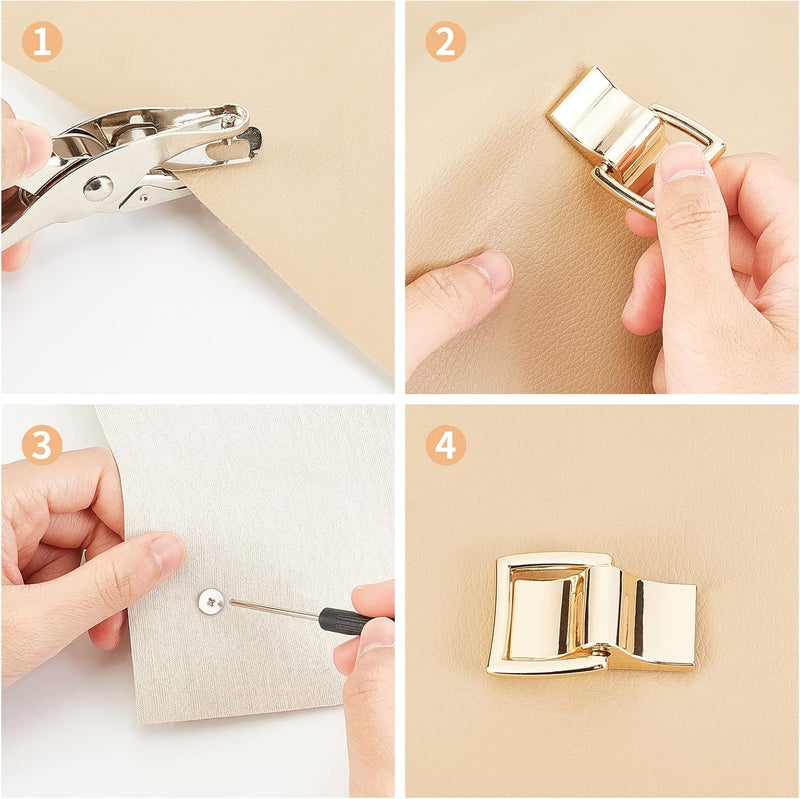 klarako 4 Sets Strap Connector Clasp Buckles, Purse Suspension Clasp Multi-Purpose D-Ring Arch Handbag Ring Hardware Side Clip Buckle with Screws Shoulder Bag Lanyard Clasp Handmade Bag Making Hardware - Image 2