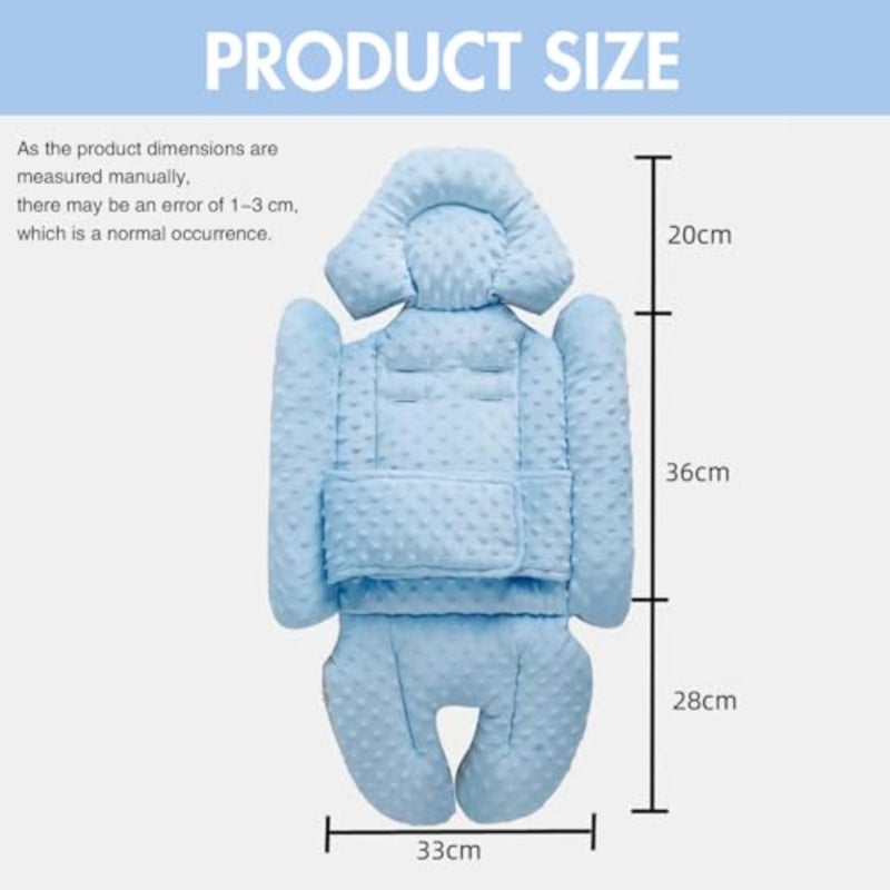 Baby Stroller Cushion Pad, Infant Insert Compatible, Infant Car Seat, Newborn Insert Baby Head Body Support, Reversible Design, Breathable Soft Fabric Blue - Image 5