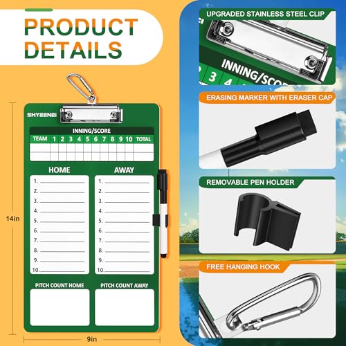ShYeenei Baseball Lineup Board, Double-Sided Clipboard for Coaches, Dry Erase Lineup Boards, 3rd Generation Coaching Clipboard for Baseball, Softball, Portable and Efficient - Image 2