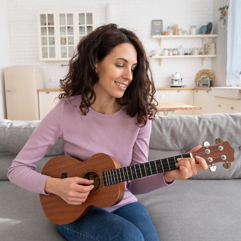 TechBlaze 4 Nylon Ukulele Strings Set with Picks Replacement Ukulele Strings True Tone for Soprano, Concert, Tenor, 1-A,2-E,3-C,4-G – White - Image 5