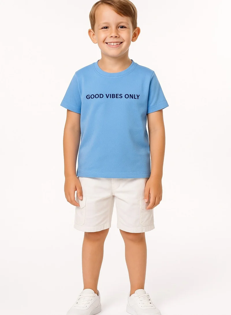 Victor And Jane  Boys "Good Vibes Only" Cotton T-Shirt (2Y–9Y) for Men | Best Price UAE
