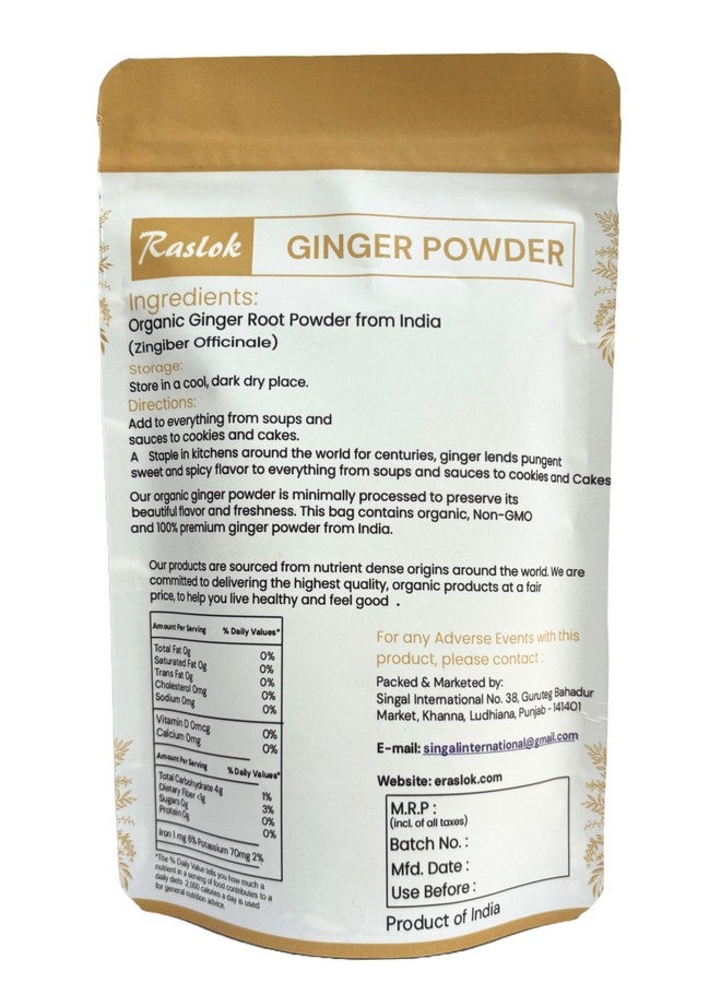 Raslok Ginger Powder | Finely Ground for Easy Mixing, Raw Ginger Spice Flavor | Indian Origin (8 oz) - Image 3