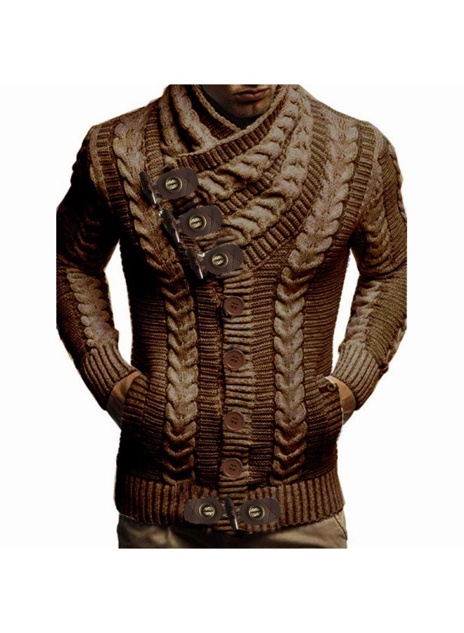 NIBEMINENT Autumn Winter Turtleneck Sweater Men  Casual Solid Knitted Cardigan Men FullSleeve Slim Mens Oversized Sweaters - Image 1