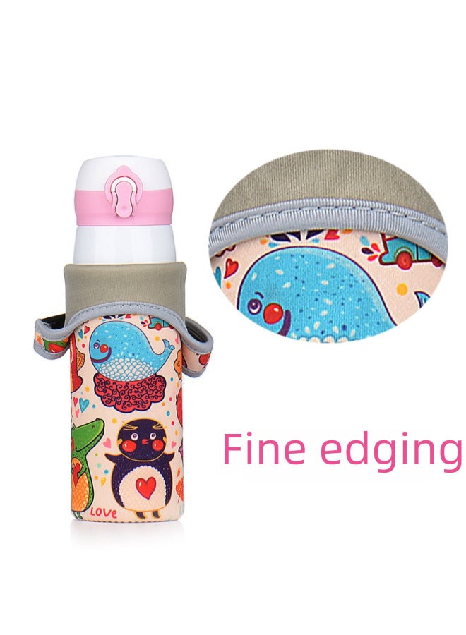 Thickened Cartoon Printed Water Cup Cover Elastic Protective Cover Diving Cloth Logo Printed Cloth-Color:Cartoon Powder Straight Big-Capacity:300-600ml  - Image 4