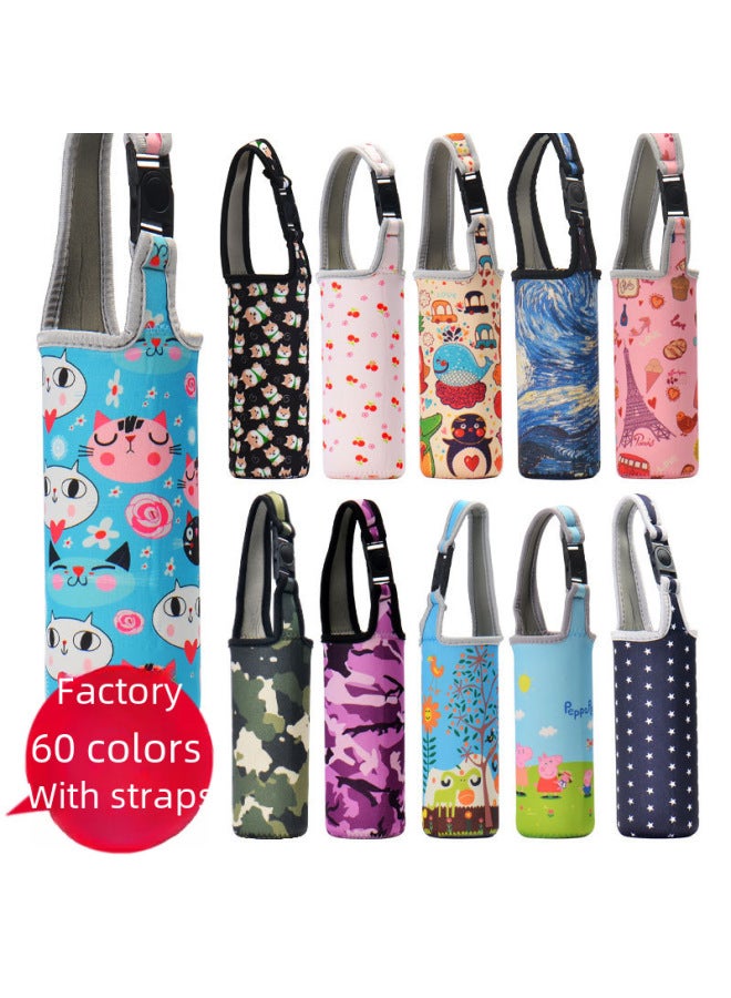 Thickened Cartoon Printed Water Cup Cover Elastic Protective Cover Diving Cloth Logo Printed Cloth-Color:Cartoon Powder Straight Big-Capacity:300-600ml  - Image 2