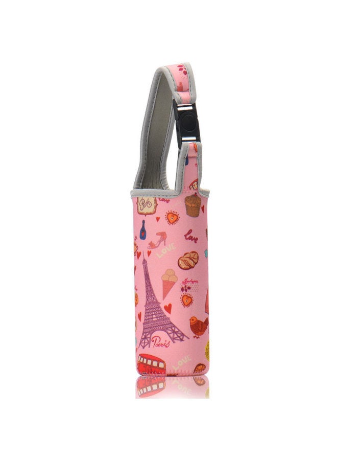 Thickened Cartoon Printed Water Cup Cover Elastic Protective Cover Diving Cloth Logo Printed Cloth-Color:Cartoon Powder Straight Big-Capacity:300-600ml  - Image 1