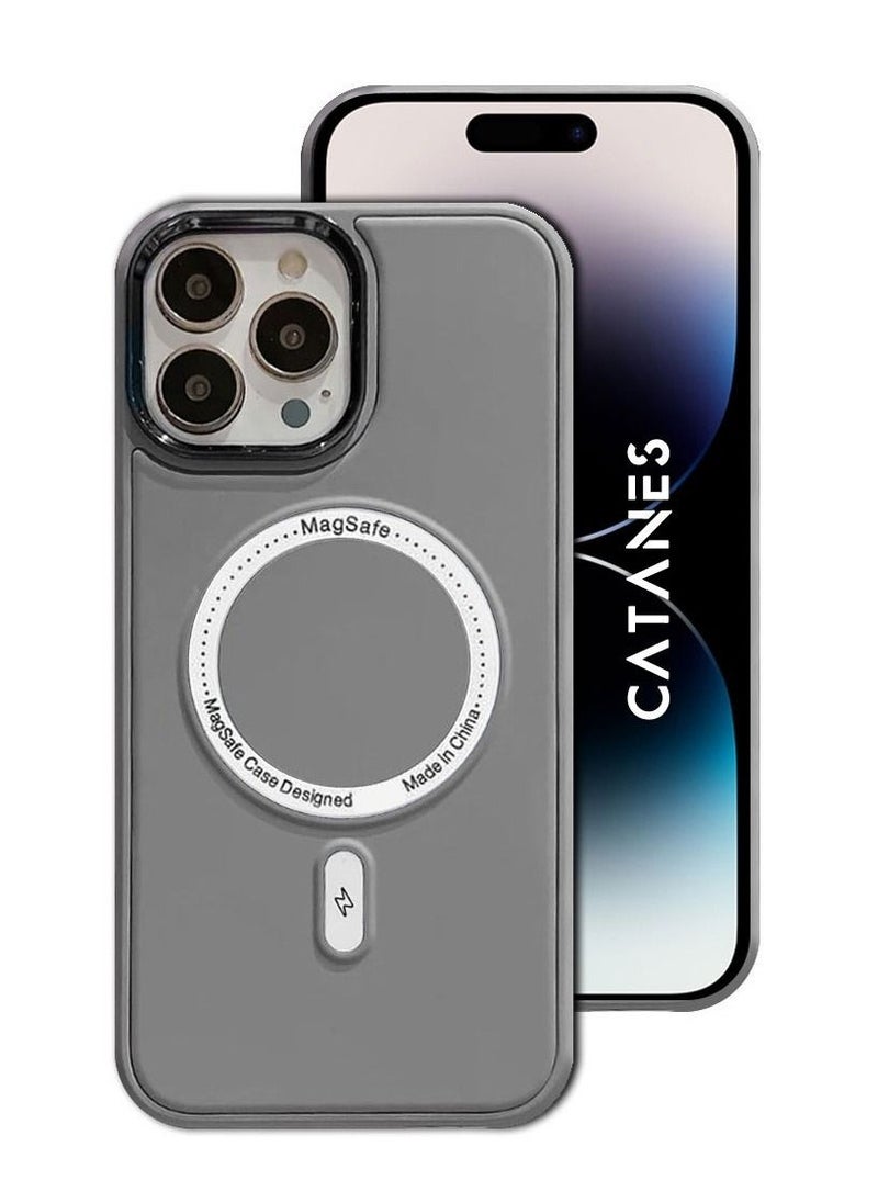 CATANES - iPhone 14 Pro MagSafe Case Magnetic Cover Protective Shockproof Wireless Charging Compatible Grey - Image 1