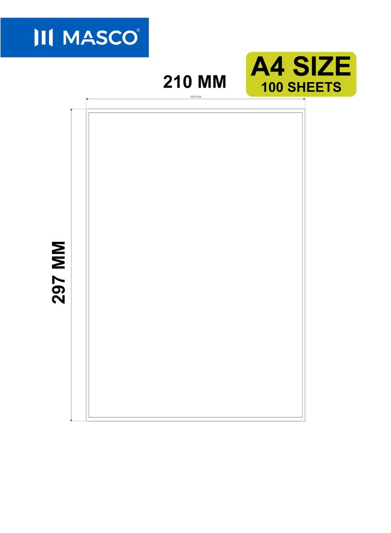 ماسكو ملصقات ذاتية اللصق متعددة الاستخدامات مقاس A4 للطابعات الليزر والنفث الحبر، 210×297 مم، ملصق واحد لكل ورقة، 100 ورقة - Image 2