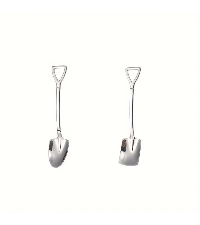 Stainless Steel Shovel Shape Dessert Spoons 12pcs Set For Coffee Ice Cream - Image 3