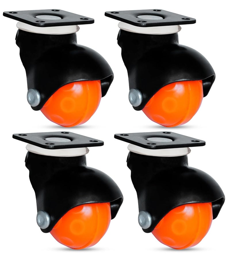 Hepiack Ball Castor Wheel Plate Type Wheels for Furniture Table Dresser 120kg Load Capacity360 Degree Moving U 61 Pack of 4 Piece Black 2 INCH 50MM - Image 1
