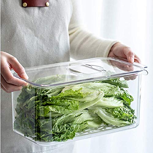 Slideep Refrigerator Food Storage Containers Produce Saver Stackable Container with Lids  Removable Drain Tray Freezer Bins Stay Fresh Lettuce Salad Container for Fridge