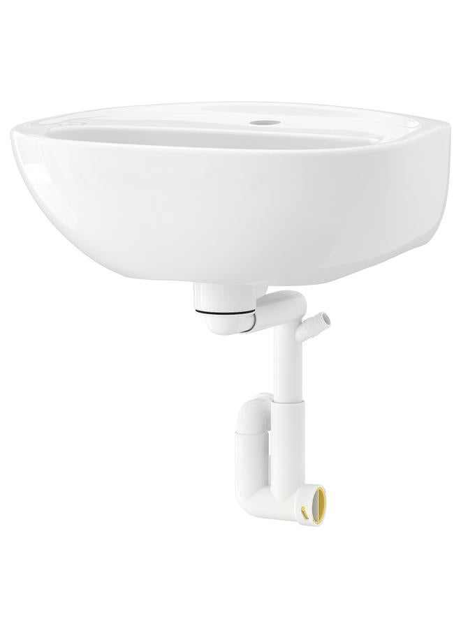 erorex Wash-basin with water trap, white, 45x35 cm - Image 1