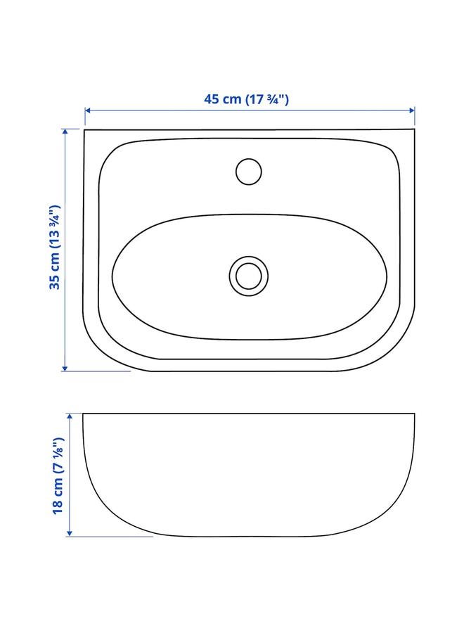 erorex Wash-basin with water trap, white, 45x35 cm - Image 4