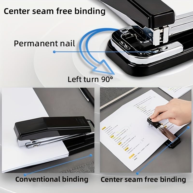 KICKZU 360° Rotating Stapler with 1000 Pin, Head Desktop Stapler with Staples Chisel for Office Stationery School, Temporary and Permanent Heavy Duty Desktop Staple Tool - Image 5