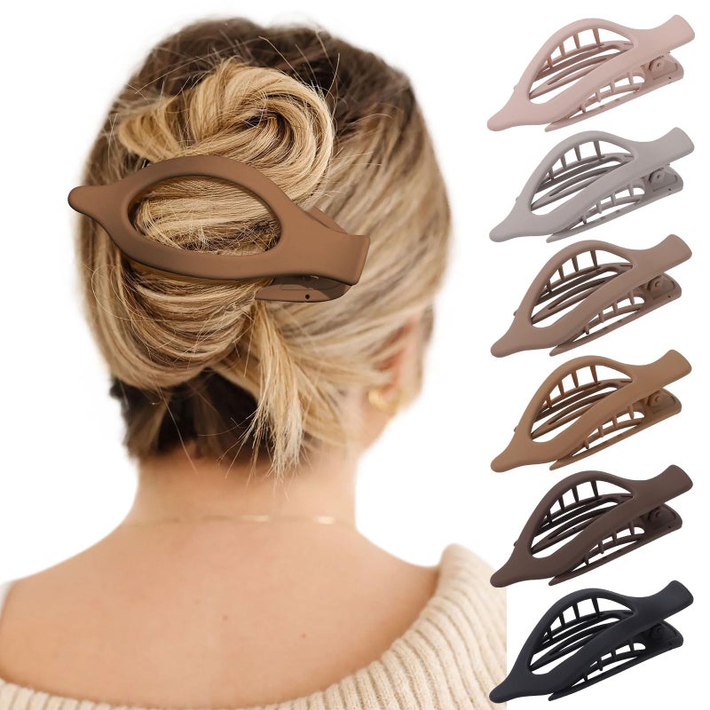AWAYTR French Concord Hair Clips - 6Pcs Side Slide Volume Clips for Women Girls, Strong Hold No Slip Grip, Thick or Thin Hair (Matte Finish, L:4.6 IN, W:1.97IN) - Image 1