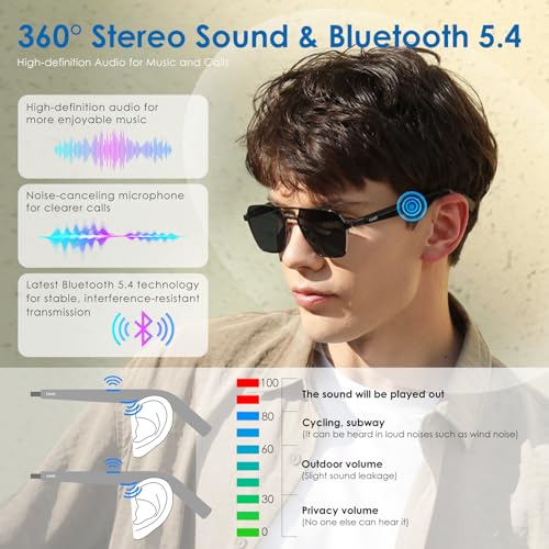 GetD AI Glasses, AI Real-time Translation with 147 Languages, Smart Nylon Polarized Sunglasses, Bluetooth Glasses for Men/Women with Speaker, Audio Glass for Traveling, Music - Image 2