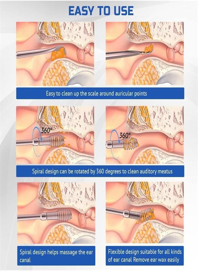 Generic - Ear Wax Removal, Professional Ear Cleaner, with Stainless Steel 360° Spiral Ear Massage Cleaning Tool, Comfortable Ear Wax Removal Kit - Image 1