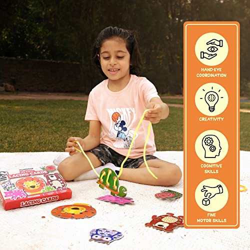 WONDRBOX Bulk Birthday Return Gifts Montessori Animal Lacing Cards Activity Educational Toy for Kids Age 2 3 4 Year Old | Autistic, Occupational Therapist Games (Pack of 10) - Image 3